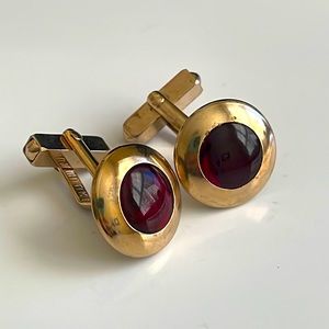 Vintage Swank cuff links with red stone